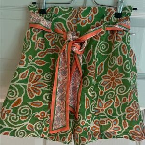 Current Air Green and Orange Patterned Women Shorts